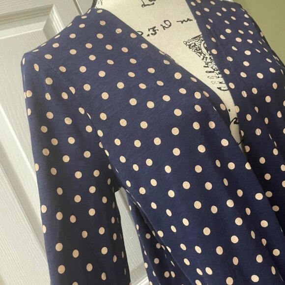 POLKA DOT NAVY BLUE  PINK PREPPY CARDIGAN CHICOS SIZE 1 US MEDIUM - Picture 9 of 16